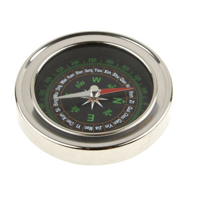 Silver Hand-held Stainless Steel Precise Compass Navigation for Travel Camping(Silver)