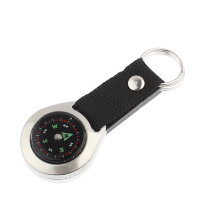 Keychain Style Round Liquid Navigation Compass with Metal Casing(Black)