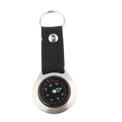 Keychain Style Round Liquid Navigation Compass with Metal Casing(Black)