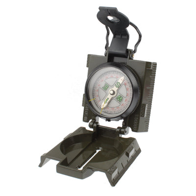 Military Camping Navigation Lensatic Compass with Red LED Light / Dual Map Scales(Army Green)