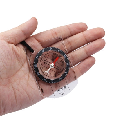 2-in-1 Portable Ruler + Compass with Rope for Outdoor Camping Hiking(Transparent)