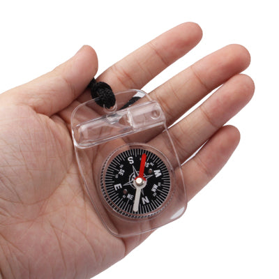 2-in-1 Whistle + Compass with Rope for Outdoor Camping Hiking(Transparent)