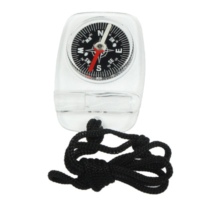 2-in-1 Whistle + Compass with Rope for Outdoor Camping Hiking(Transparent)
