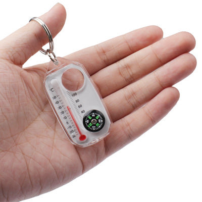 Creative Compass with Thermometer and Keychain for Outdoor Activities(White)