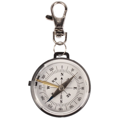 Durable Compass with Metal Hook Keychain Keyring for Outdoor Activities(White)