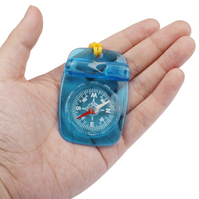 Durable Plastic Compass with Whistle and Yellow Strap for Outdoor Activities(Blue)