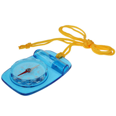 Durable Plastic Compass with Whistle and Yellow Strap for Outdoor Activities(Blue)