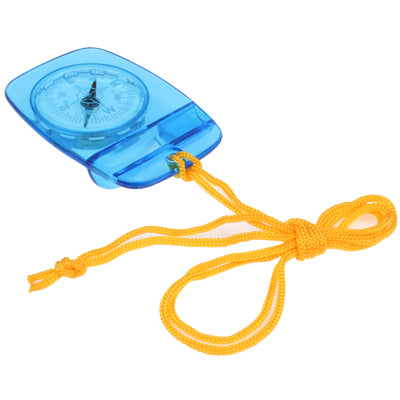 Durable Plastic Compass with Whistle and Yellow Strap for Outdoor Activities(Blue)
