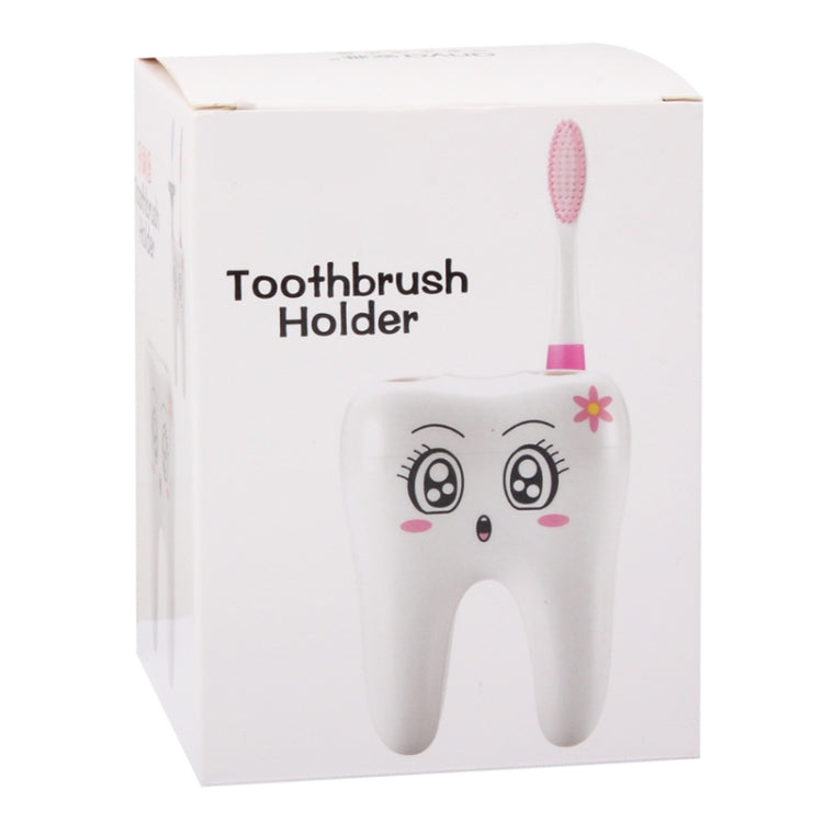 2 PCS Creative Fashion Tooth Style Toothbrush Holder(White)
