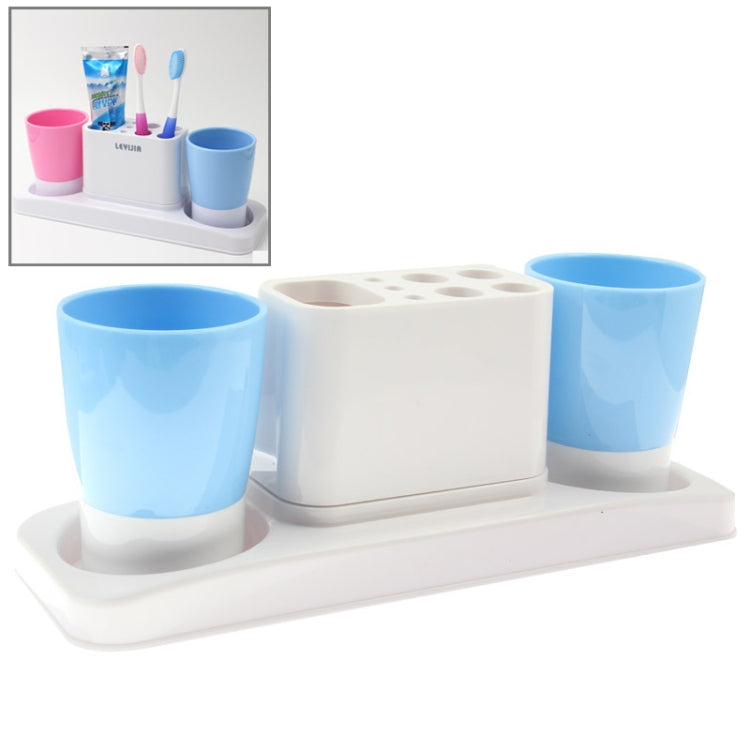 Toothpaste & Toothbrush Holder with Two Tooth Mug Toothbrush Holder Set for Lovers (RA-666)(White)