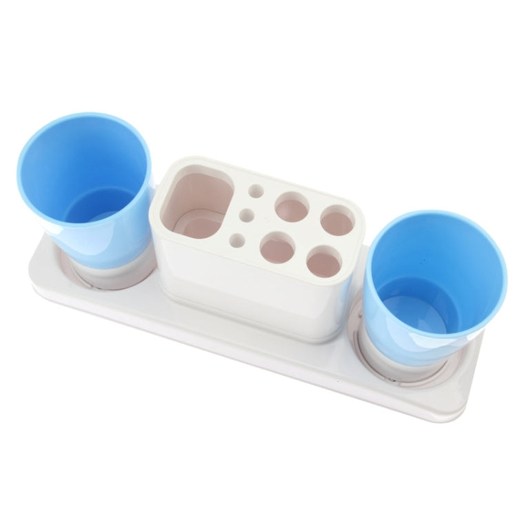 Toothpaste & Toothbrush Holder with Two Tooth Mug Toothbrush Holder Set for Lovers (RA-666)(White)