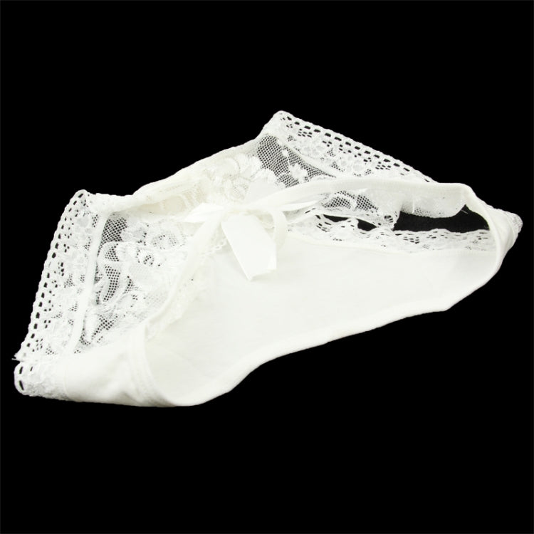 Lace Bowknot Vacuum Temptation Sexy Lace Briefs Underwear(White)
