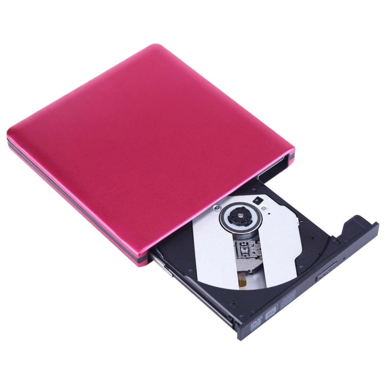 USB 3.0 Aluminum Alloy Portable Optical DVD / CD Rewritable Drive for 12.7mm SATA ODD / HDD, Plug and Play(Red)