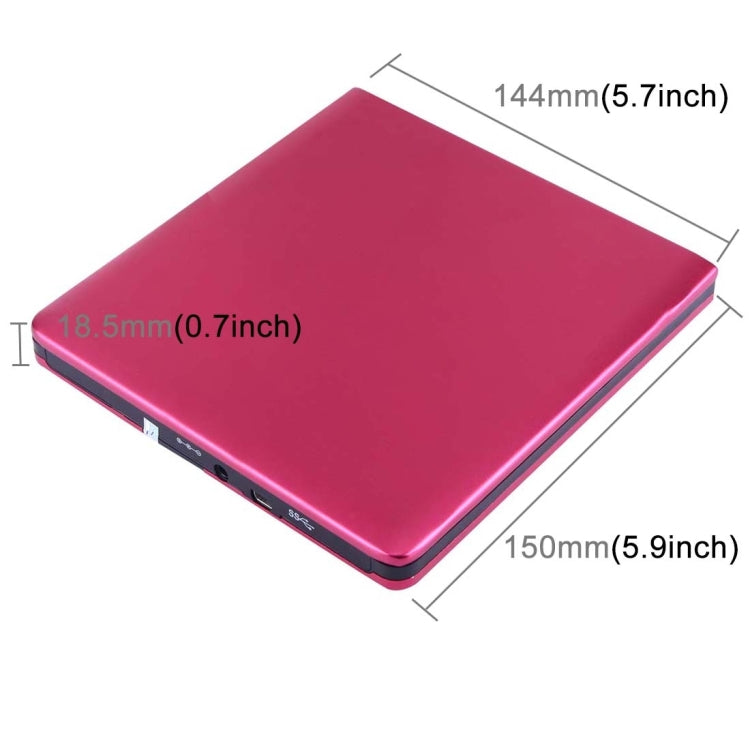 USB 3.0 Aluminum Alloy Portable Optical DVD / CD Rewritable Drive for 12.7mm SATA ODD / HDD, Plug and Play(Red)