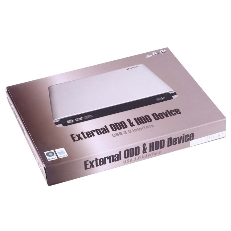 USB 3.0 Aluminum Alloy Portable Optical DVD / CD Rewritable Drive for 12.7mm SATA ODD / HDD, Plug and Play(Red)