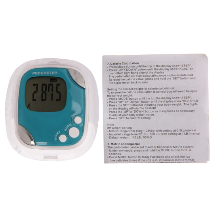 Mini Pedometer with Body Fat Analyzer & LCD Display & Belt Clip (Blue)