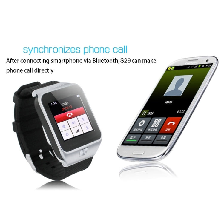 S29 GSM Smart Watch, Phone Call for Android & iOS Phone, Health Assistant / Pedometer / Sleep Monitoring / Bluetooth / Camera