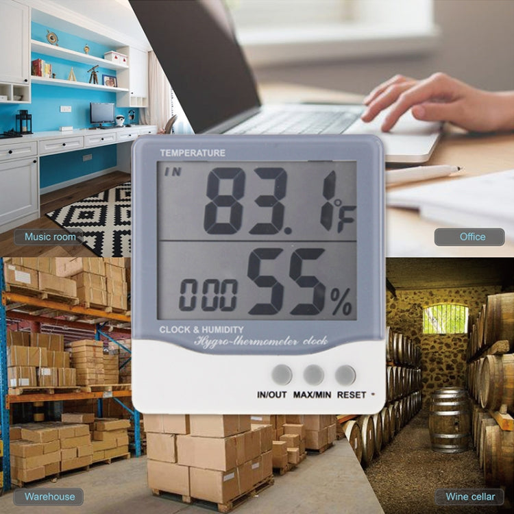 THC-08 Outdoor / Indoor LCD Digital Electronic Thermometer Hygrometer Alarm Clock(Grey)