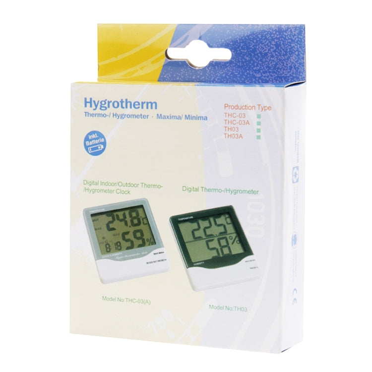THC-03A Outdoor / Indoor LCD Digital Electronic Thermometer Hygrometer Alarm Clock(Grey)