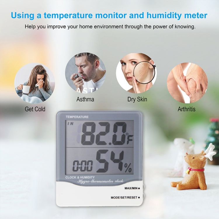 THC-03A Outdoor / Indoor LCD Digital Electronic Thermometer Hygrometer Alarm Clock(Grey)