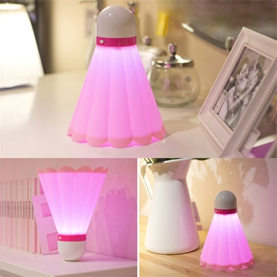 Creative Badminton Night Light , LED Energy Saving Lamp USB Charge Small Table Lamp(Pink)