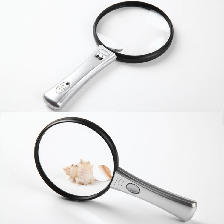 Handy 3X & 4X Magnifier with 2 LED Light(Silver)