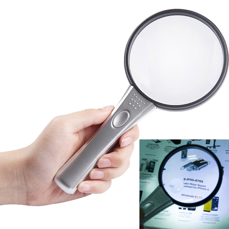 Handy 3X & 4X Magnifier with 2 LED Light(Silver)