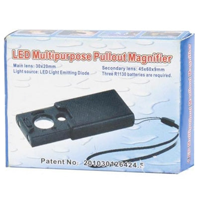 Multipurpose Pull Out 30X / 45X / 60X Magnifier with 3 LED Lights(Black)