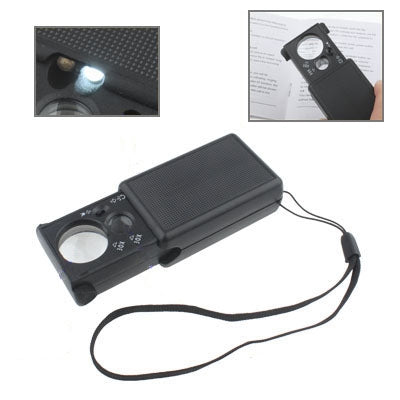 Multipurpose Pull Out 30X / 60X Jewelry Identifying Magnifier with 2 LED Lights(Black)