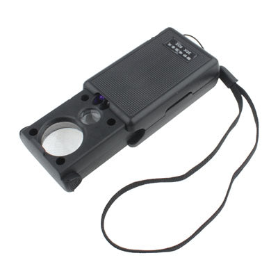 Multipurpose Pull Out 30X / 60X Jewelry Identifying Magnifier with 2 LED Lights(Black)