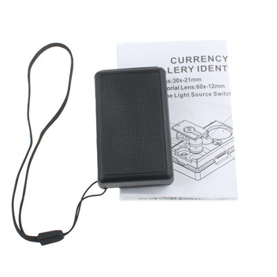 Multipurpose Pull Out 30X / 60X Jewelry Identifying Magnifier with 2 LED Lights(Black)