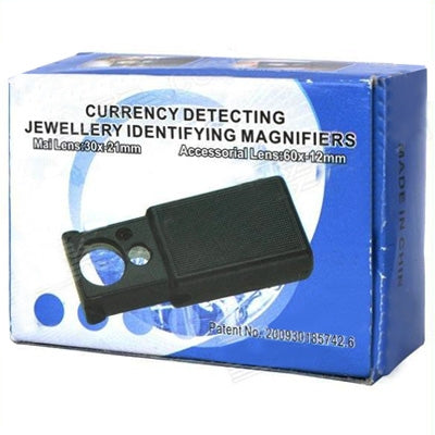 Multipurpose Pull Out 30X / 60X Jewelry Identifying Magnifier with 2 LED Lights(Black)