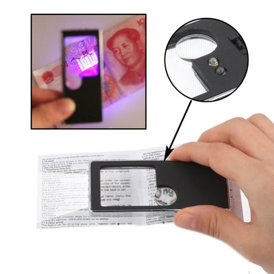 Multifunctional Card Design 4-LED 3X  & 10X Magnifier with Money detector & Mini Pen