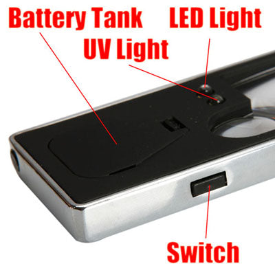 Multifunctional Card Design 4-LED 3X  & 10X Magnifier with Money detector & Mini Pen