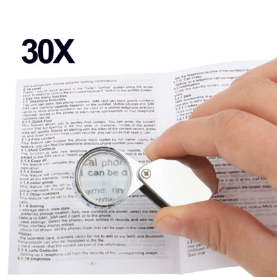 Mini Portable 30 x 21mm Glass Jeweler Loupe Eye Magnifier(Silver)