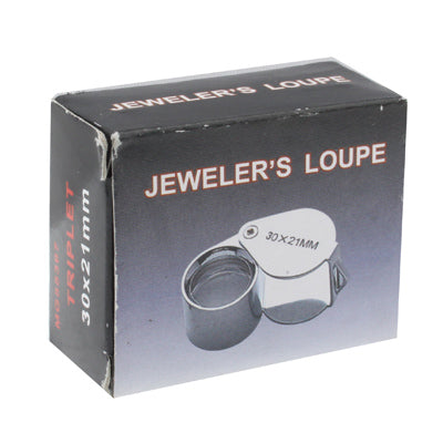 Mini Portable 30 x 21mm Glass Jeweler Loupe Eye Magnifier(Silver)
