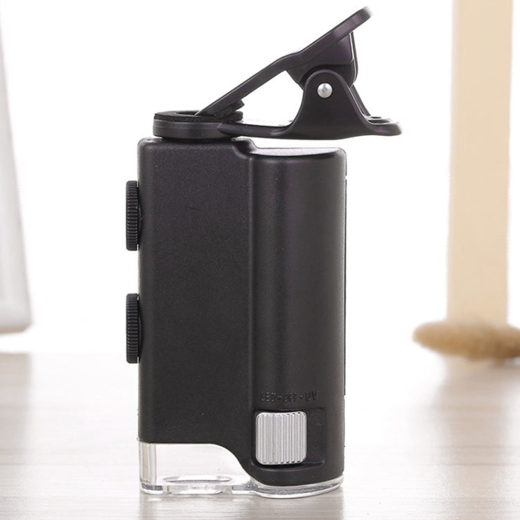 60X-100X Times Phone Microscope Clip Magnifying Jewelry Loupe With LED Light(Black)