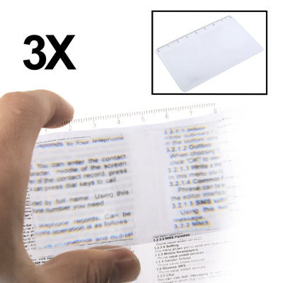 3X Credit Card Design Fresnel Lens Magnifier with 8cm Length Scale(Transparent)
