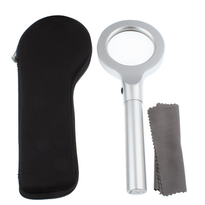 5X 55mm Hand-held Metal Magnifier with 2-mode 8 LED Lights