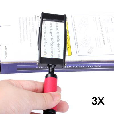 3X Handheld & Hands Free Metal Frame Magnifier (Size: 155x38x17mm)