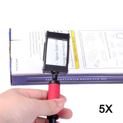 5X Handheld & Hands Free Metal Frame Magnifier (Size: 140x35x17mm)