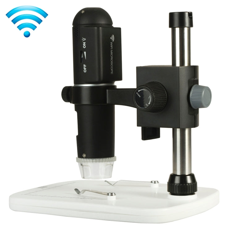 UM018 200X Magnifier HD 720P WiFi 1.0MP Image Sensor Digital Microscope with 6 LED & Professional Stand for iOS / Android Device
