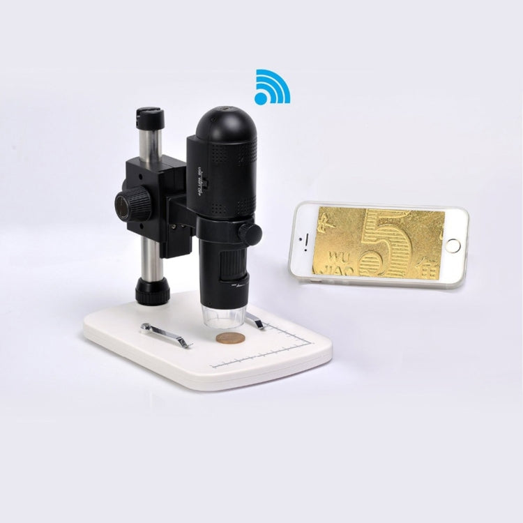 UM018 200X Magnifier HD 720P WiFi 1.0MP Image Sensor Digital Microscope with 6 LED & Professional Stand for iOS / Android Device