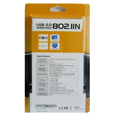 USB 2.0 Wireless 802.11N adapter(Black)