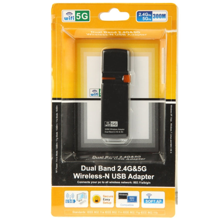WS-WN688N5 300Mbs Dual Band 2.4G & 5G Wireless-N USB Adapter