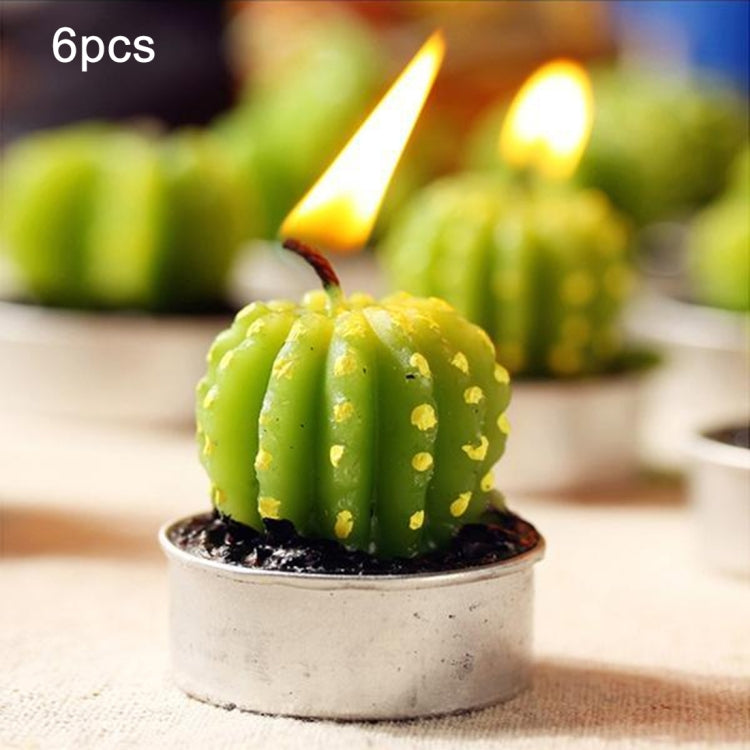 Paraffin Wax Cactus Shape Creative Smokeless Craftsmanship Candle Plant Succulents Candle (6 PCS in One Package, The Price is Set for 6 PCS)