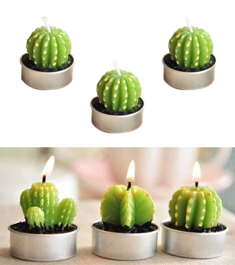 Paraffin Wax Cactus Shape Creative Smokeless Craftsmanship Candle Plant Succulents Candle (6 PCS in One Package, The Price is Set for 6 PCS)