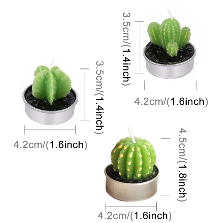 Paraffin Wax Cactus Shape Creative Smokeless Craftsmanship Candle Plant Succulents Candle (6 PCS in One Package, The Price is Set for 6 PCS)
