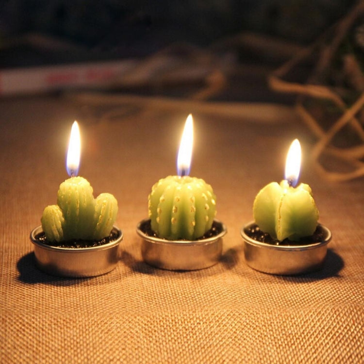 Paraffin Wax Cactus Shape Creative Smokeless Craftsmanship Candle Plant Succulents Candle (6 PCS in One Package, The Price is Set for 6 PCS)