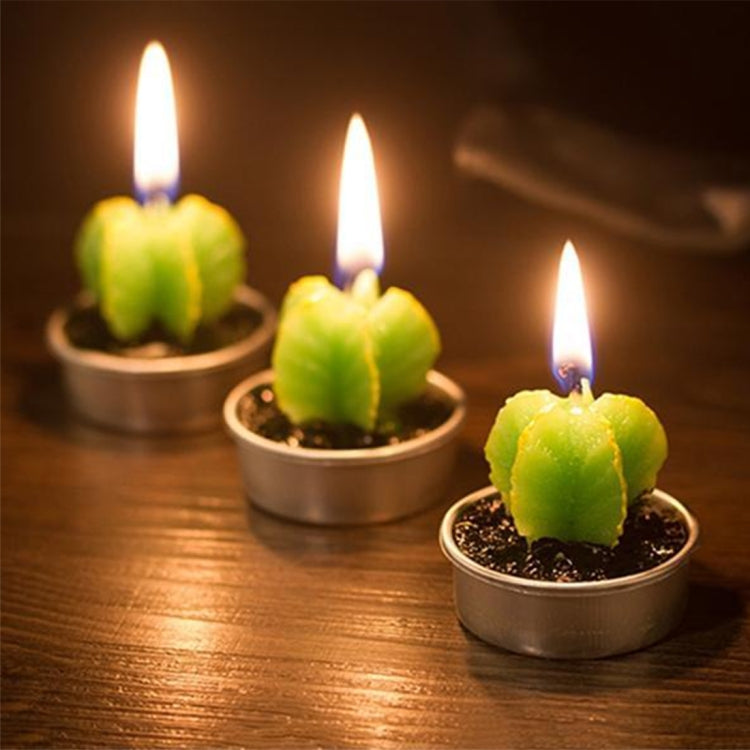 Paraffin Wax Cactus Shape Creative Smokeless Craftsmanship Candle Plant Succulents Candle (6 PCS in One Package, The Price is Set for 6 PCS)